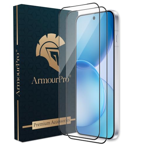 Image of ArmourPro Tempered Glass for Oppo Reno 16-9H Anti Scratch Screen Protector, Edge to Edge Coverage, HD Clarity, Smooth Touch, Case Friendly | Black, Pack of 2