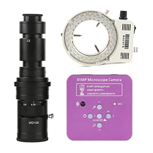 Microscope 51MP 2K Industrial Zoom Digital Microscope Lens(with 500X Lens Light)