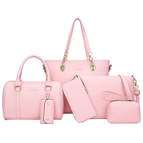 Image of OTMIPIML Purses and Handbags for Women Synthetic Leather Tote Crossbody Bags Satchel Purses Set 6pcs | Set