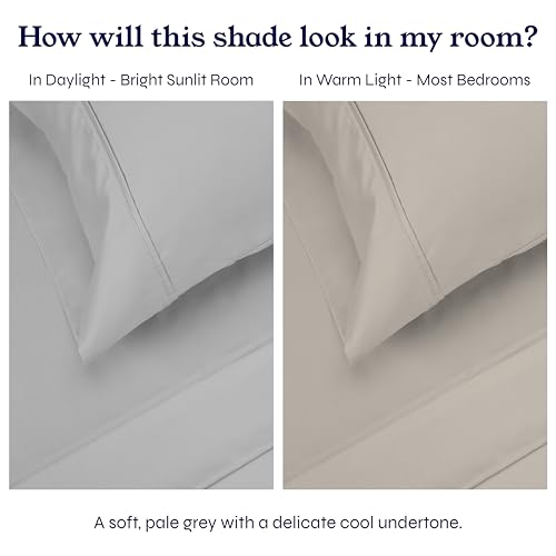 California Design Den Standard Queen Size Pillowcase Set - 400 Thread Count, 100% Cotton Sateen, Set of 2 Pillow Covers, Soft and Breathable - Light Grey