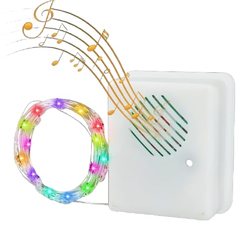 Nuziku Sensor de sonido de Navidad, accesorios activados por voz de canción de Navidad con cadena de luces LED de 10 pies, cadena de luces de Navidad con luz colorida, luces de hadas de Navidad para