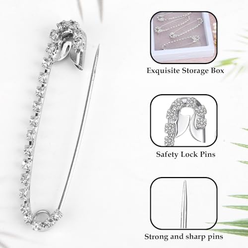 Image of Rhinestone Brooch Pins,Safety Pins for Clothes,Brooch Pins for Women,Pins for Bags,Decorative Pins