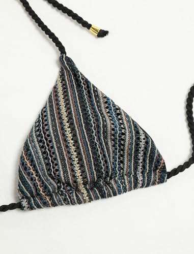 Image of ZAFUL 2 Piece Triangle Bikini for Women Knitted Rope Halter Bikini Sets Sexy Bathing Suit Side Tie Swimsuits Beachwear