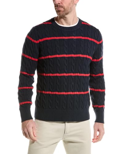 Brooks Brothers Mens Cableknit Gauge Cotton Crewneck Sweater,