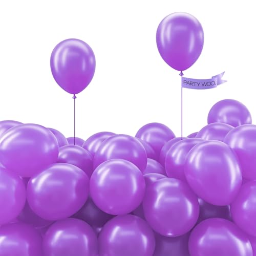 Image of PartyWoo Pearl Dark Purple Balloons 100pcs 5 Inch Pearl Royal Purple Latex Balloons for Birthday Baby Shower Graduation Anniversary Bachelorette Princess Butterfly Themed Party Decorations Purple-Y16