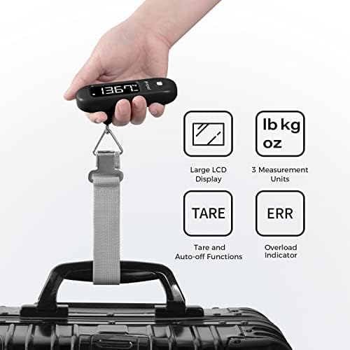 pack all 110 Lbs Luggage Scale, Digital Handheld Baggage Scale, Travel Suitcase Weight Scale with LCD Display, Battery Included, Black - 1