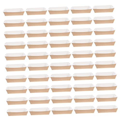 Luxshiny 50pcs Disposable Kraft Paper French Fry Holders Fold Oil Food Serving Trays for Snacks for Festivals Picnics and Parties Lightweight and Portable Snack Containers
