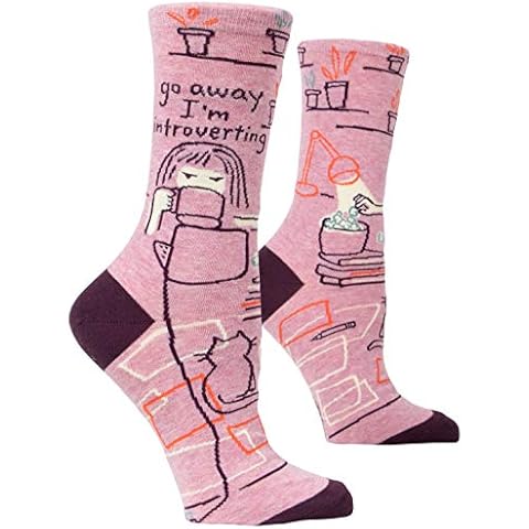 Blue Q Women's Crew Socks ~ Go Away, I'm Introverting. (fit shoe size 5-10) Cover