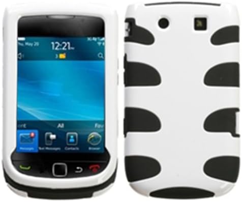 MyBat BB9800HPCSK051NP Fishbone Protective Case for BlackBerry Torch 9800-1 Pack - Retail Packaging - Ivory White/Black