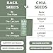 Basilia Basil Seeds Organic for Eating | 2x More Fiber than Chia | Nutrition-Packed Edible Basil Seeds Superfood for Breakfast, Smoothies & Drinks | Keto Friendly & Gluten Free | 1lb Bag