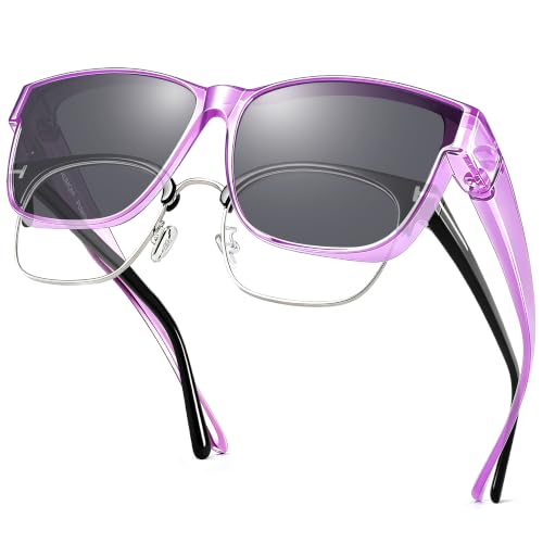 Image of URUMQI Polarized Sunglasses Fit Over Glasses for Men Women, Oversized Square Sun Glasses UV400 Protection
