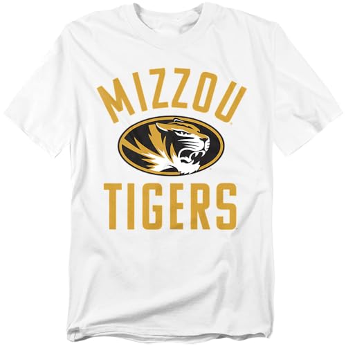 Mizzou University of Missouri Official Mizzou Tigers Logo Unisex Adult T-Shirt White Large