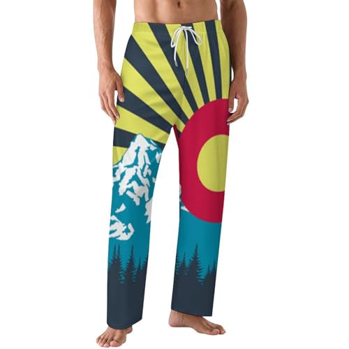 Colorado Flag Mens Pajama Pants Loose-Fit Pjs Bottoms Lounge Pant Sleepwear with Pockets