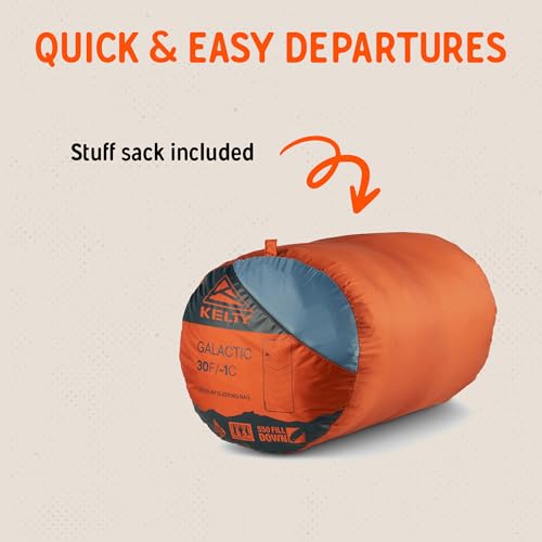 Image of Kelty Galactic Down 30 Degree Sleeping Bag, 550 Fill Power RDS Trackable Down, Backpacking and Camping, Zip Together for 2P Sleeping Bag | Zip Two Together for a 2P Bag, 550 Fill Compressible Down, PFC-Free Fabrics and Finishes, Buttery Soft Taffeta Lining