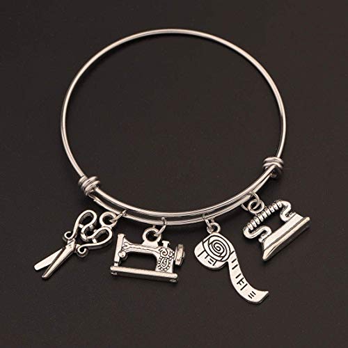 CHOROY Sewing Lover's Bracelet: Scissors Bangle Gift Seamstress/I Love Sewing Jewelry for Costume Designer3