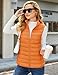 MAGCOMSEN Quilted Pufer Vest Women Lightweight Sleeveless Stand Collar Padded Jacket Zip Up 4 Pockets Winter Outerwear Vests Orange L