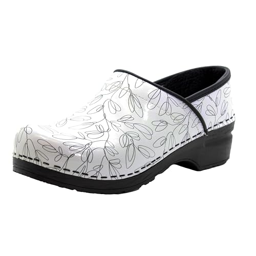 BJORK Swedish Comfort Women's Professional Leather Clogs (EU-37, Stencil)