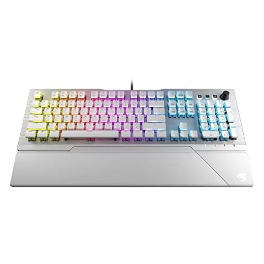 Roccat Vulcan 122 - Clavier de Jeu Blanc, GAMING mécanique RGB, Rétro-Éclarage LED Aimo Multicolore touche par touche, Switchs Titan, Conception Durable (Plaque Supérieure en aluminium)