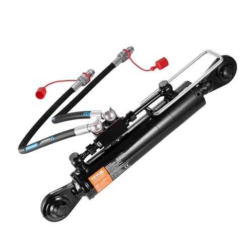 VEVOR Hydraulic Top Link Cat. 2-28-5/16 in 19-11/16~28 in) Hydraulic Cylinder with 2 Hoses & G3/8 Check Valve