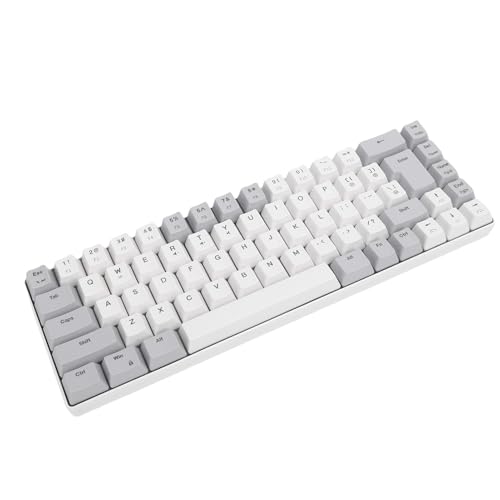 YUEHISY 68 Key Compact RGB Backlit Gaming Kabel-Tastatur, Ergonomisches Design mit Taktilen Tasten, Kompatibel mit PCs und Laptops (Grauer wei&szlig;er Farbblock)