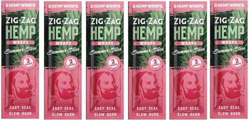 ZIG-ZAG Hemp Wraps 6-Pack - Summer Slice (2 Wraps Per Pack) 100% Natural, Slow-Burning Hemp Wraps