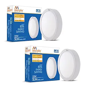 Murphy Aluminium 22-Watt Slim Round Led Surface Mount Panel Light (Cool White, Pack Of 2), No False Ceiling Required