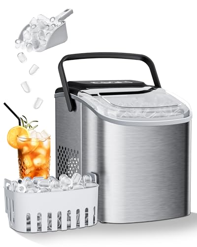 Ice Maker Machine Countertop 26lbs/24H, Portable Quiet Ice Makers Cubes ...