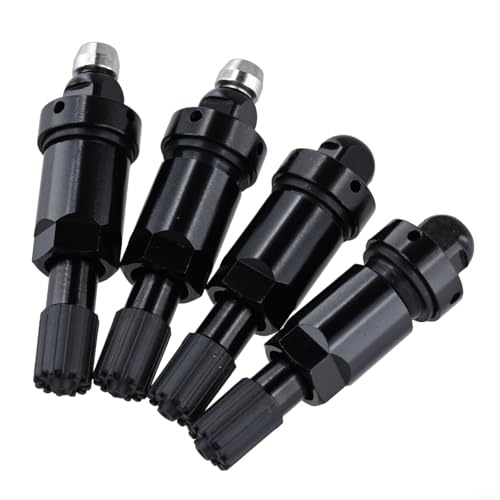 Honseadek Stems Tpms - Válvula de aluminio de 4 piezas, vástago negro, repuesto de válvula de neumático para modelo 3/y/s/x con juntas de goma de aleación de metal y tuercas de fijación