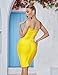 Women's Bandage Straless Dress Bodycon Rainbow Cocktail Party Dress(Yellow,S)