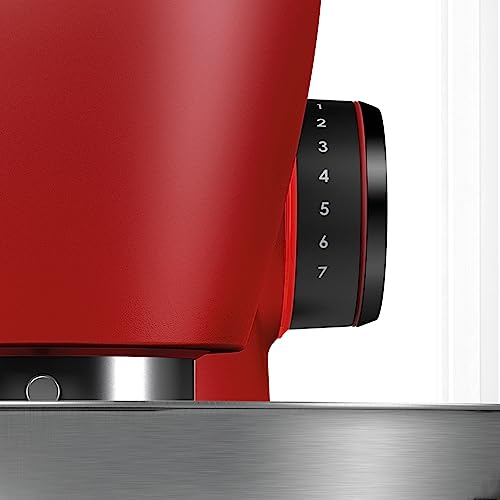 Bosch OptiMUM MUM9A66R00 Food Processor, Stainless Steel Bowl 5.5 L, Planetary Mixer, Professional Dough Hook, Snow and Silicone Brush, 7 Working Levels, 1600 W, Red