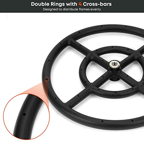 Stanbroil 12 Inch Round Fire Pit Burner Ring For Natural Gas & Propane Fire Pit Fireplace - Black Steel Fire Pit Burner For Indoor & Outdoor, Btu 92,000 Max #TOP2