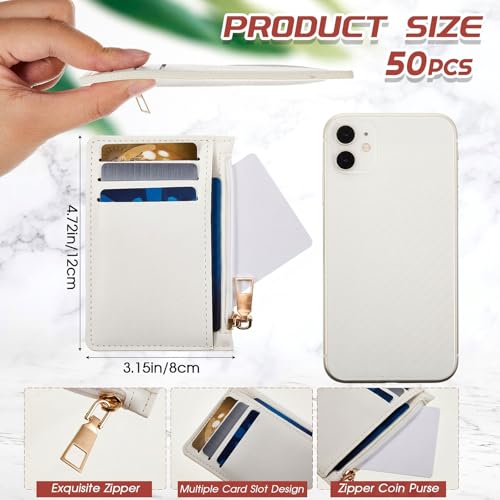 Image of Abbylike Wallet Bulk Men Slim Minimalist Leather Wallet for Laser Engraving Card Holder Front Pocket RFID Blocking with Zipper for Men and Women DIY Church Gift
