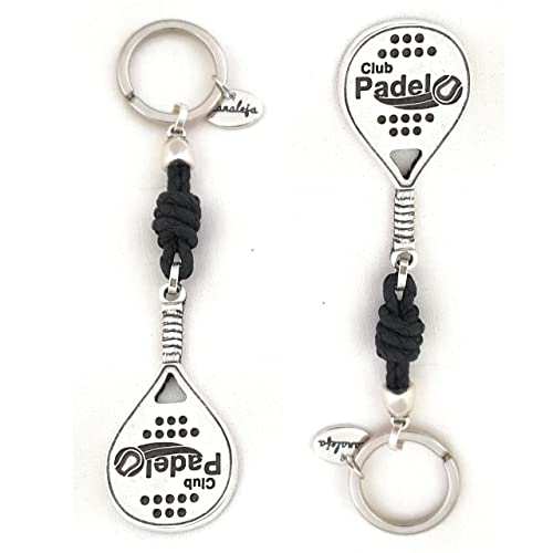 Llavero Club de pádel - Nanaleja - llavero raqueta de pádel - de cuero trenzado - hecho a mano - regalo de padel - regalo día del padre