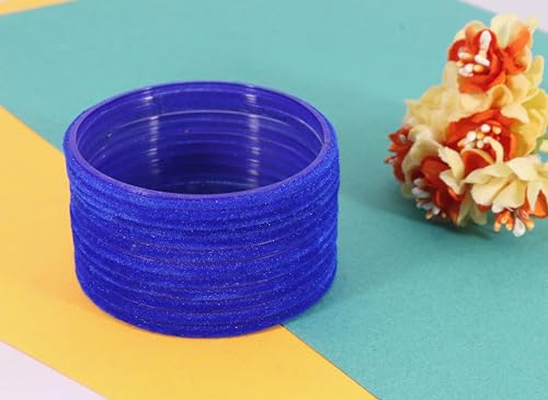 Image of NMII Glass Velvet Bangles Set For Women and Girls | Plain Glass Bangles | Velvet Chudi | Simple Bangles For Women | Stylish Glass Bangles- Set of 24