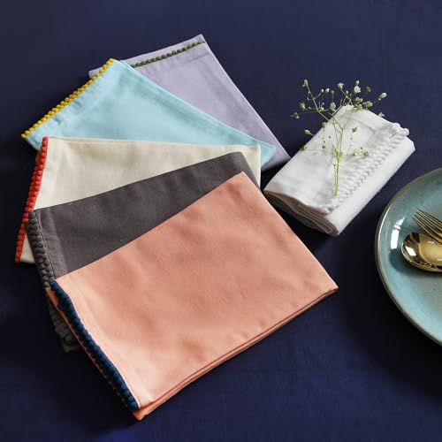 Image of TARAN LIVING Kitchen Towels 100% Cotton Solid Kitchen Dish Cloths, Kitchen Hand Towel Reusuable Dish Towel for Cleaning & Drying Tea Towels Set with Hanging Loop - 18 inchx 28 inch, Pack of 6 Pastel Colors