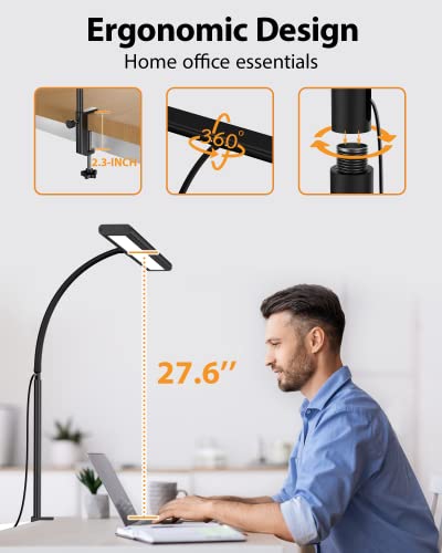 Desk Lamp, Dimmable 160 LED Desk Light for Home Office [Updated Flexible Gooseneck & Metal Rod & I-Clamp] Book Light Clip on Table for Reading, Workbench, Drafting, Nail Tech, Sewing, Puzzle