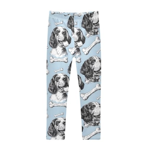 Girls' Athletic Leggings Ankle Length Yoga Dance Pants Kids Teen 4T Lines Dog Bone
