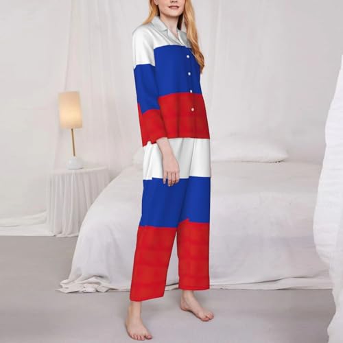 Pyjama imprimé drapeau russe ensemble à manches longues et bas pleine longueur - 4