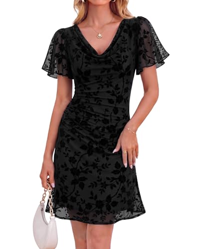 VAFOLY Black Funeral Dresses for Women: Ladies Summer Ruffle Sleeve