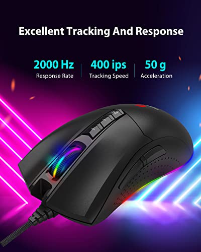 Image of Gigastone Gaming Mouse, Wired, Optical, 10 Buttons, 16000 DPI, RGB Backlight, 4MB Onboard Memory, Ambidextrous, Black