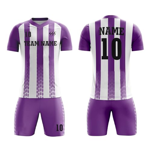 Gaosusu Custom Men Soccer Team Jerseys Short Sleeve V Neck for Running, Purple