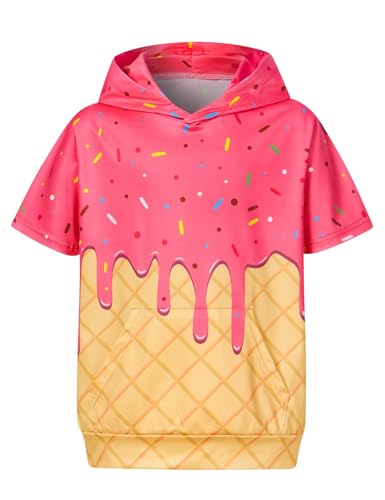 UNIFACO Ice Cream 3D Print Boys Fashion Hoodies Short Sleeve Breathable Performance Shirts with...