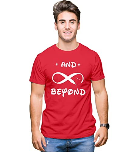 Image of Hangout Hub Men's & Women's Round Neck T-Shirt-To Infinity & Beyond-Pack of 2-Couple T-Shirts
