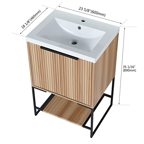 Artchirly Bathroom Vanity With Sink 24 Inch, Modern Freestanding Single Sink Bathroom Vanities Set, With Soft Closing Door Hinges And 1 Shelf (Maple, 24 * 18) #TOP1