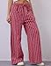 Kissonic Women Striped Pants Casual Drawstring Wide Leg Trousers Loose Lounge Pajama Pants with Pockets(Red-XL)