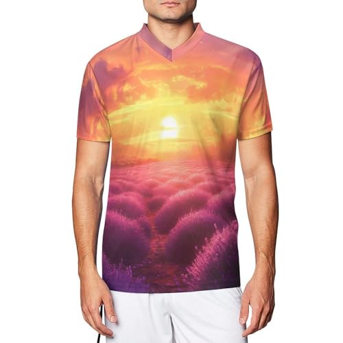 Camiseta de fútbol Lavender Field Sunset conecta con la pasión y el arte deportivo