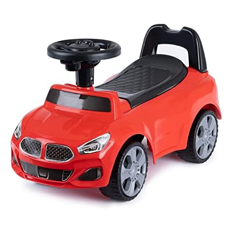 Hillington Kids Ride On Sliding Sports Car - Push Along Foot to Foot Buggy For Toddlers - Under Seat Storage & Musical Steering Wheel - Licensed For 18 - 36 Months Old (Red) Cover