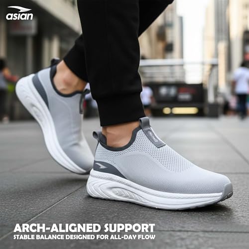 Image of ASIAN Hypercushion Walk-02 Men's Walking Shoes | Slip-On Knit Walking Shoes with E-TPU Energy Return Sole, Memory Foam Arch Support, Breathable Upper & Grip Outsole, Gym & Travel