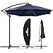 Wetterstein® Sonnenschirm Navy-Blau Ø 300 cm mit Kurbel | Ampelschirm mit Ständer | Gartenschirm UV-Schutz Aluminium | Kurbelschirm Marktschirm wasserdicht