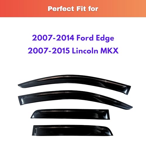 Image of KPY Rain Guards Fit for 2007-2014 Ford Edge, Out-Channel Window Visors Vent Wind Deflectors 4PC, Car Accessories for 2007-2015 Lincoln MKX